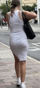 White dress, cute ass, vpl (+gif)