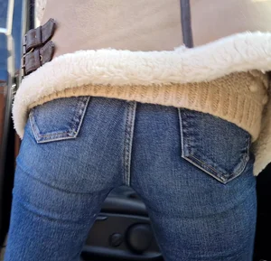 How high can she pull her jeans up?