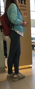 Skinny candid teen in tight jeans