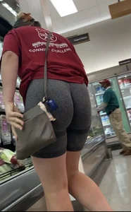GF in Birkenstocks + leggings shorts