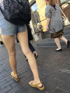 Long Skinny Legs in Sandals Street Creepshot
