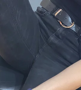 Crotch Closeup of a Girl in Black Jeans