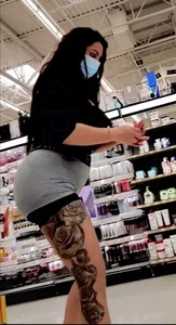 Hispanic fake tits and BBL bent over pussy close up