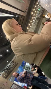 BLONDE PAWG in Green Leggings