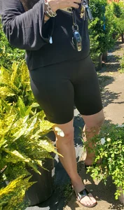 Milf shopping in spandex shorts with vpl