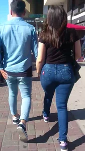 Sexy bubble ass in tight denim street creepshot