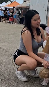 Busty asian with vpl