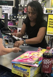 Dollar General black babe with a nice ass in tight jeans