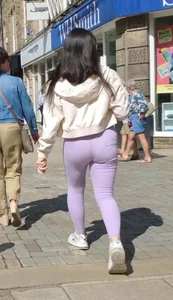 Cute teen in lilac leggings