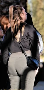 Blonde PAWG in Green Pants