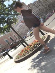 Amazing Thin Tattooed Legs in Denim Mini-Shorts Street Candid Photos Gallery