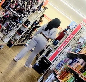 Meaty juicy ebony in grey outfit