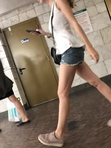 Hot Long Legs in Mini Shorts Subway Candid