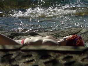Nude beach and topless girls