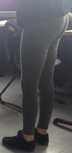 Candid College Teen in Leggings, Creepshot in Class