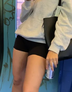 Spandex teen in train