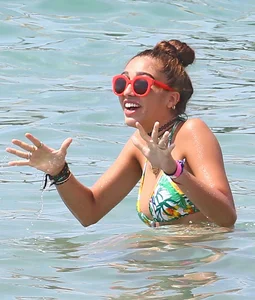Lourdes Leon in bikinis at a beach in Cannes