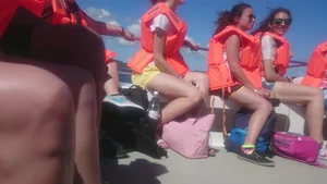 Milf in yellow shorts with vpl and a wedgie
