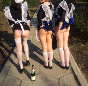 College Teens Flashing Panties in Uniform School Dress