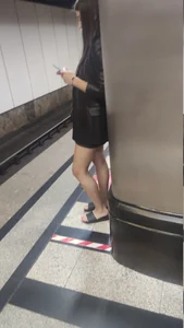 Girl in Slippers With Nice Slim Legs Subway Station Creepshot