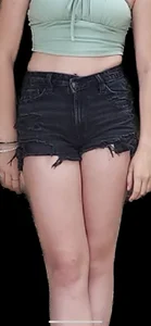 Cute teen wearing a top and jean shorts