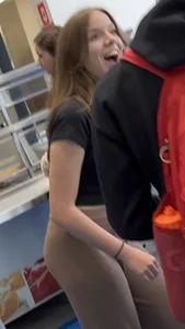Petite Brunette College Girl In Sweatpants