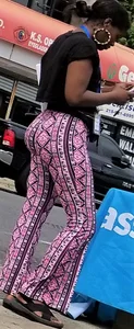 Ebony babes in pink patterned and black leggings with nice asses