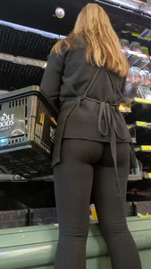 Blonde whole foods babe with a yoga wedgie