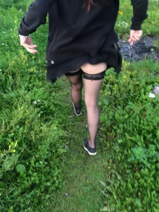 Girl in Stockings Flashing Booty