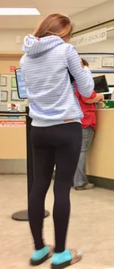 Milf at the pharmacy in tight leggings with a nice booty