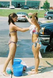 Candid carwash girls in bikinis