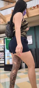 Sexy big butt tatted latina in sandals