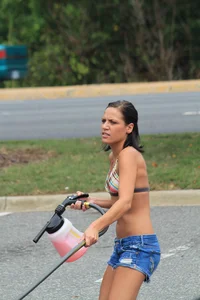 Various sexy girls at car washes in bikinis