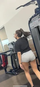 Petite with grey short shorts
