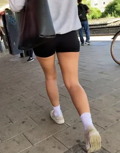 Spandex teen in train