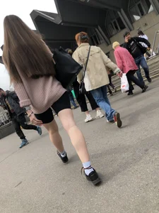 Spandex shorts candid girl