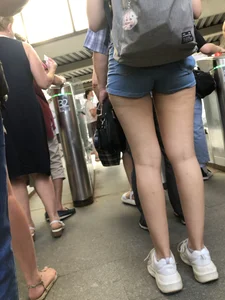 Hot Legs and Booty in Denim Mini Shorts Creepshots Gallery