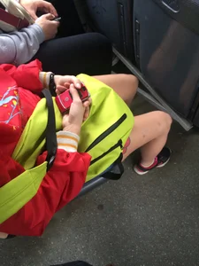 Hot Skinny Legs in Denim Shorts - Skinny Teen Bus Candid