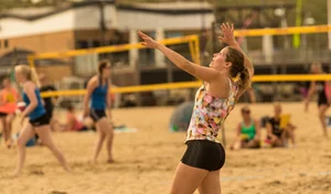 Beach volleyball babes in bikinis