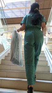 Mall Baddie in Jumpsuit Walking Up The Stairs
