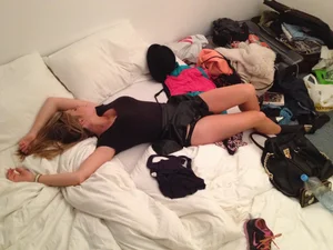 Passed out party girl