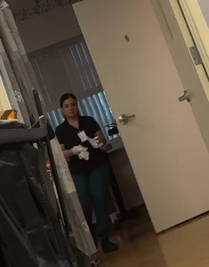 Latina in Tight Green Scrubs (VPL) knew she was recorded! (OC)