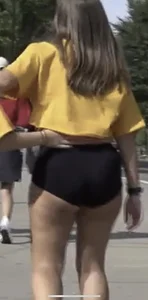 Chunky girl in a top and shorts street creepshots