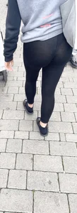 Teen in See through leggings and a thong