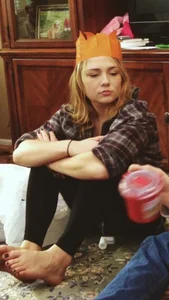Barefoot Girl Sitting on the Floor Home Candid Pic