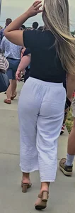 Church girl in white pants