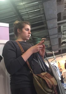 Cute Chubby Girl in Tights Store Candid Photos