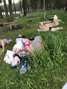 Girls in Swimsuits at a Nature Park Photo Gallery