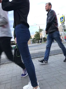 Skinny Girl in Tight Jeans Tram Creepshots