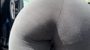 Super see through pink VPL car wash teasing